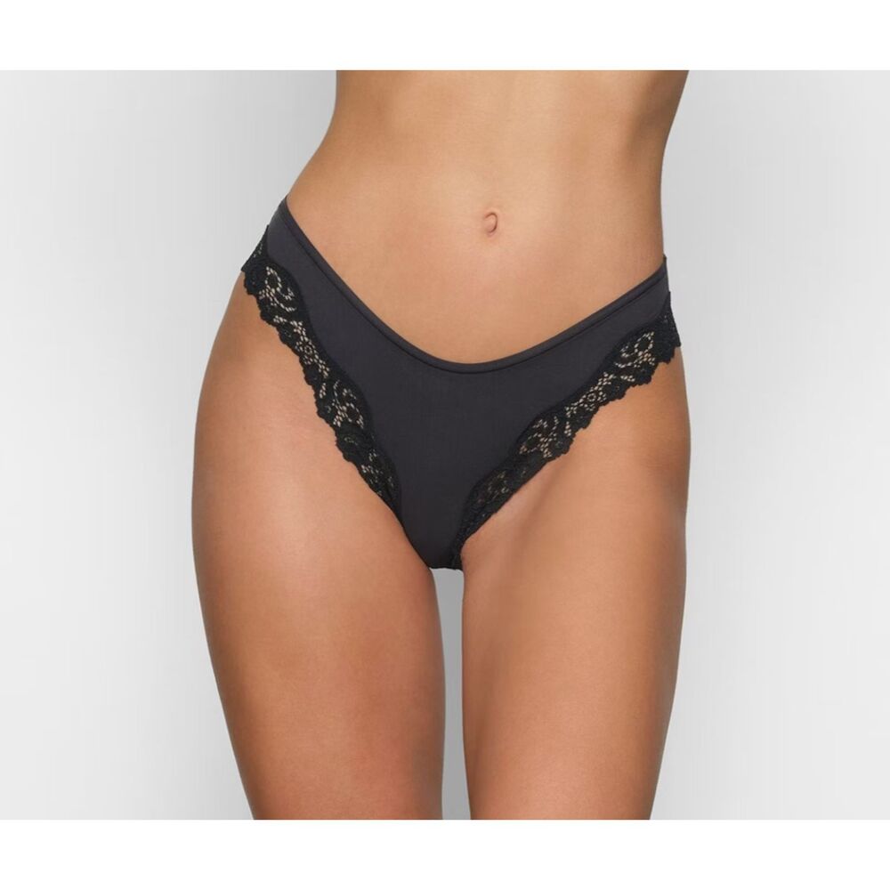 BNWT Women SKIMS Fits Everybody Tanga Undies Panties in Onyx Size XXS